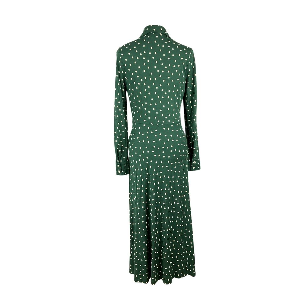 BODEN Dress Laura Jersey Knit Midi Dk Green Polka Dot sz 6 Long Tall Modern Prep - Picture 7 of 14